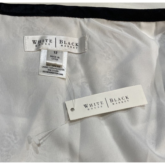 White House Black Market Skirt Silk Black White Size 12 - Picture 6 of 7